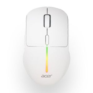 Acer Prism Wireless Mouse | Dual Mode 2.4GHz & BT 5.1 | 6 Buttons with Scroll Wheel | 800/1200/1600 DPI | Rechargeable 500mAh Battery | Running RGB | Lightweight 73g I Windows & Mac Compatible – White