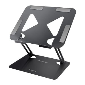 Zebronics NS3000 Portable Laptop & Tablet Stand Supports Upto 17” with Max. 5KG Support, Anti-Slip Silicone Pads, Foldable Design, Multi Angle Adjustment, Carbon Steel Body
