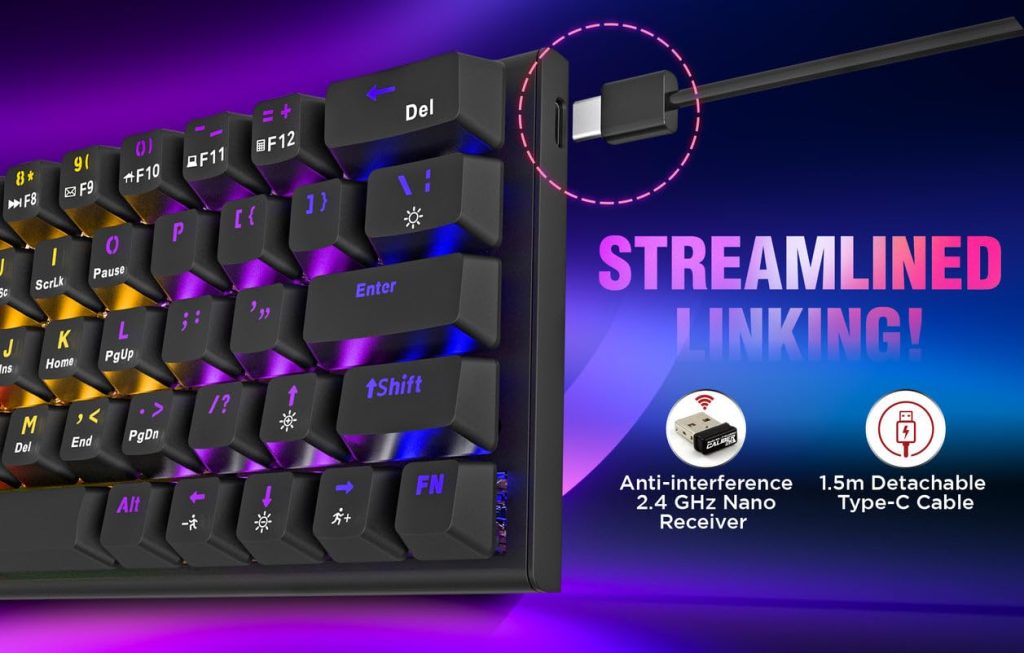 Intex Caliber Wireless Mechanical Blue Switch Gaming Keyboard with 50 ...