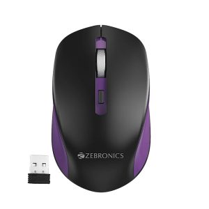 ZEBRONICS Jaguar, 2.4GHz, Wireless Mouse, 1600 DPI, Silent Operation, High Precision, 4 Buttons, 3 DPI, Comfortable & Ergonomic Design, for Mac | Laptop | Computer (Purple)