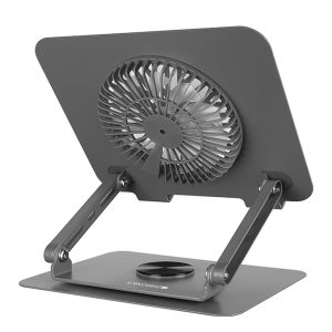 ZEBRONICS NS4000 Rotatable Laptop Metal Stand, Upto 17 inch, 360° Fidget Rotation, Foldable, Multi Angle Adjustment, Type C Detachable Magnetic Fan, Anti-Slip Silicone Pads, Carbon Steel Body