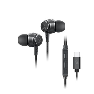 FINGERS Soundbounce Type-C Wired Earphones with Sleek Metal Earbuds, Built-in Mic, Neodymium Driver for Punchy Bass, Angular Earbuds with Anti-Static Gels, Durable Cable, On-Device Controls