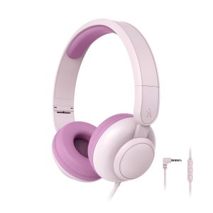 FINGERS HappyHertz Wired Headphones for Kids (85 dB Volume Limit Safe Sound, Super-Soft Cushions, Foldable Design, Tangle-Free Cable, Perfect for Music, Learning & Fun) - Blush Pink