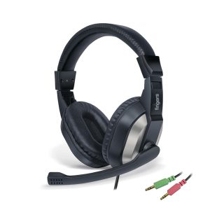 FINGERS F10 Wired Headphone On-Ear with Built-in Adjustable Mic (Crystal Clear Sound, 40 mm Powerful Drivers, Dual 3.5 mm Connectors for Laptops/PCs) - Black + Slate Grey