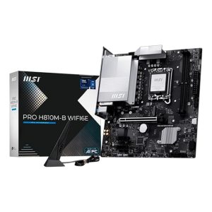 MSI PRO H810M-B WIFI6E Motherboard, mATX - Supports Intel Core Ultra Processors (Series 2), LGA 1851 - DDR5 Memory Boost (6400 MT/s MAX), PCIe 5.0 x16, M.2 Gen4, Wi-Fi 6E, 2.5G LAN