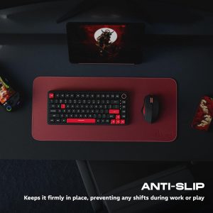 daWg KeyMat L1, Premium Vegan Leather Desk Mat, Anti-Slip, Anti-Skid, Dual-Sided Mat, Water Resistant, Strong Stitching, Perfect for Gaming/Office/Work from Home, Easy to Carry (630 x 280mm) (Black)