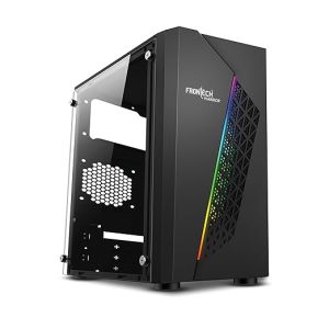 Frontech Warrior Gaming Computer Cabinet | Mid-Tower PC Case | Acrylic Side Panel | Front LED Strips | 1 Pre-Installed RGB Fan | USB 3.0 | ATX & M-ATX Support (FT-4345)