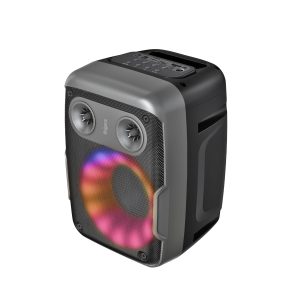 FINGERS HootBeats7 Compact Portable Speaker (Owl-inspired Design, RGB Lights, 6.35mm Mic Input for Karaoke, Multi-Point Pairing, Bluetooth | FM | USB | AUX | MicroSD, 7-hour Playtime) - Midnight Black