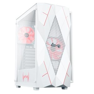 daWg V' Series 240 Mid-Tower Gaming Cabinet/Case, Pre-Installed 2 Multicolor Fans, Support AIO Upto 360mm, ATX, mATX, Mini ITX, Tempered Glass, Dust Filters, Cable Management, USB 3.0 (White)