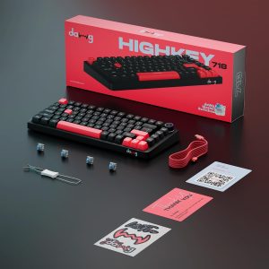 daWg HighKEY 718, 75% Wireless Mechanical Keyboard, RGB, daWg Glacier Tactile Switches, Hot Swap, Gasket with 5 Layer Absorption, 4000mAh, 30 Days, (Type-C, 2.4Hz, 3*BT), Volume Knob, Advance Software