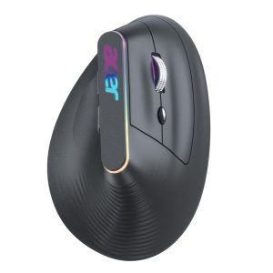 acer Ergo Vertical Wireless Mouse | Silent 6D Buttons & Scroll Wheel | 4 DPI Setting 1200-3200 | 2.4GHz + Bluetooth Dual Mode | Rechargeable 500mAh Battery | ABS I RGB Glow | Ergonomic Design I Grey