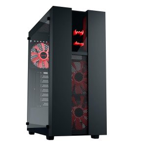 daWg V' Series 350 Mid-Tower Gaming Cabinet/Case, Pre-Installed 3 Multicolor Fans, Support AIO Upto 360mm, ATX, mATX, Mini ITX, Tempered Glass, Dust Filters, Cable Management, USB 3.0 (Black)