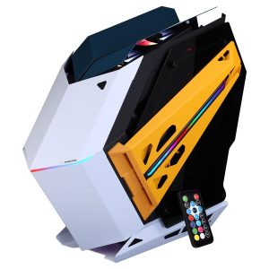 ZEBRONICS Phantom Mid-Tower Premium Gaming Cabinet ATX/mATX/Mini ITX, 2X 120mm Top + 2X 120mm Rear Fan, ARGB Inner Glow,RGB LED Control, Dual Tempered Glass Side Panel, RGB LED Strip