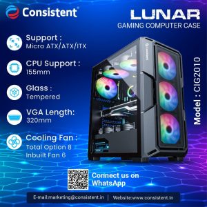 Consistent Lunar Gaming Cabinet 2010 | Support: Micro ATX/ATX/ITX | 6 FRGB Cooling Fan | Total Fan Option 8