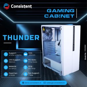 Consistent Thunder Gaming Cabinet 2004 White Gaming Cabinet
