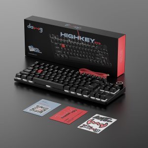 daWg Highkey 373, Anti-Ghosting Wired Mechanical 80% Keyboard, White Backlit LED, daWg Glacier Tactile Switches, 85 Double-Shot PBT Keycaps, 1000Hz Polling Rate, Volume Knob, 1.8m Braided Cable