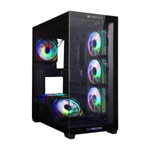 Zebronics Premium Gaming Case, Mid-Tower, EATX, ATX, Upto 360mm AIO Support, 6 ARGB Fans with 2 Reverse Blade Fans, Type-C, USB 3.0, Vertical GPU, Magnetic Dust Filter (Xenocore, Black)