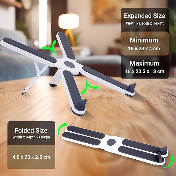 ZEBRONICS NS1200 Laptop Stand with X Foldable Design, 7 Adjustable Levels, Anti-Slip Silicone Rubber Pads, Supports up to 17-inch Laptop Sizes, 5kg Max. Weight, Ergonomic Design