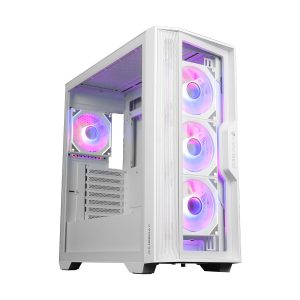 Zebronics Premium Gaming Case, Mid-Tower, EATX, ATX, Upto 360mm AIO Support, 4 Infinity Mirror ARGB Fans, Tempered Glass, Type-C, USB 3.0, 2X USB, Magnetic Dust Filter (Nebula-G, White)