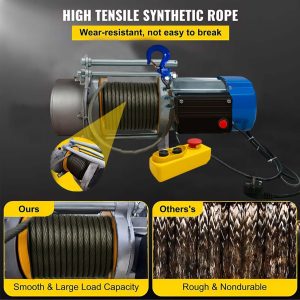 HYCO LABEL FLYMAX Industrial Electric Winch, 1500KG Capacity, 30M Anti-Rotation Wire Rope, 4.0KW Pure Copper Motor, Heavy-Duty Alloy Steel Body, Remote Control, Manganese Hook, 7-14M/Min Lifting Speed