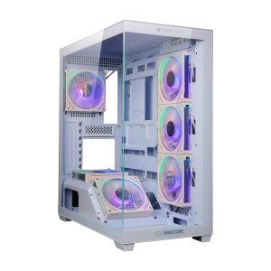 Zebronics Premium Gaming Case, Mid-Tower, EATX, ATX, Upto 360mm AIO Support, 6 ARGB Fans with 2 Reverse Blade Fans, Type-C, USB 3.0, Vertical GPU, Magnetic Dust Filter (Xenocore, White)