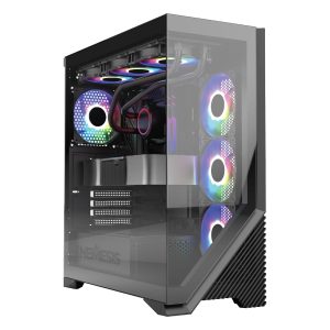 ZEBRONICS Nemesis Premium Gaming Cabinet/Case, Mid-Tower, Supports ATX | mATX, 4X Center Infinity ARGB Fans, AIO Upto 360mm, LED Control Switch, Front + Side Tempered Glass, USB 3.0 (Black)