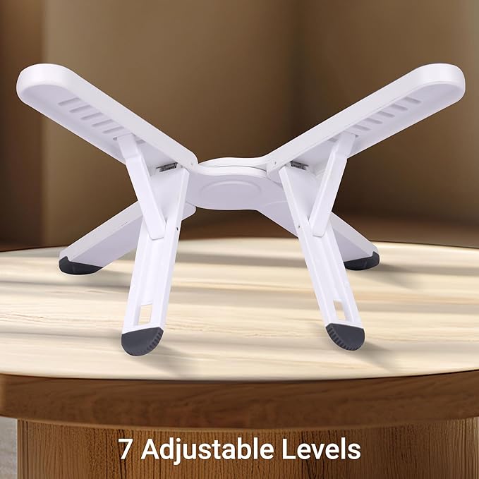 ZEBRONICS NS1200 Laptop Stand with X Foldable Design, 7 Adjustable Levels, Anti-Slip Silicone Rubber Pads, Supports up to 17-inch Laptop Sizes, 5kg Max. Weight, Ergonomic Design