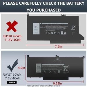 WeFly 60Wh F3YGT Battery Latitude 7480 Battery for Dell Latitude