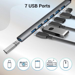 ZEBRONICS 700HB Type C Multiport Adapter with 7 USB Ports, Aluminum Body, Lightweight Design, USB 3.0, Compatible with Laptop | Smartphone | Tablet | PC
