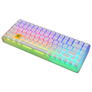 ZEBRONICS Premium Wireless Mechanical Keyboard, Outemu RED Switch, 3X Bluetooth, Hot swap, Mac, Android, Windows, Type C 1.8m Braided Cable, 2.4GHz RF, 18 RGB LED & Backlit Keys MAX Ninja 200 - White