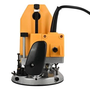 HYCO LABEL FLYMAX FX-RT MAKO 1600W Electric Router, 12mm Wood Trimmer with 23000rpm, Yellow Palm Router Power Tool, Woodworking Tool Set with Aluminum Guide Fence