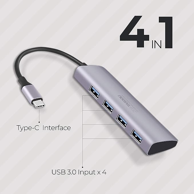 ZEBRONICS 4-in-1 USB Type C Multiport Adapter - Zeb TA500U