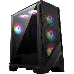 MSI MAG Forge 120A Airflow Premium Gaming PC Case: Auto RGB Fan, Vertical GPU Bracket, Side Air Vents, 360mm Radiator Support, 4mm Thick Tempered Glass, Supports Up to 8 Fans