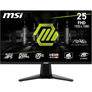MSI MAG 255F E20 24.5-Inch FHD 1920x1080 Gaming Monitor, 200Hz, 0.5ms, HDR Ready, AMD FreeSync Premium, Eye Care, AI Vision, HDMI 2.0b, DP 1.2a, Frame-Less, Tilt Adjustable, Vesa Mount, Black