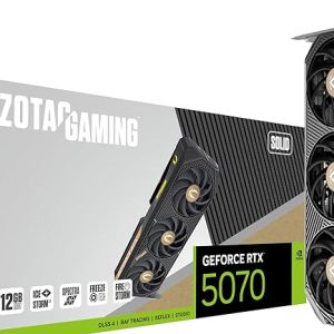 ZOTAC Gaming Geforce RTX 5070 Solid Graphics Card - Black | 12 GB | DLSS 4 | GDDR7 | 192 Bit | Icestorm 2.0 Advanced Cooling | Triple Fan | Spectra RGB Lights | ZT-B50700D-10P