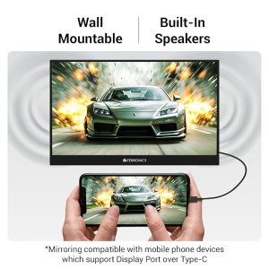 ZEBRONICS Pixigo A16, 15.6 inch Portable Monitor, FHD 1080p, 180° Adjustable Stand, Lightweight, 16:9 Aspect Ratio, 300Nits, 16.7M Colors, Dual Input - Type C + Mini HDMI, Built-in Speakers