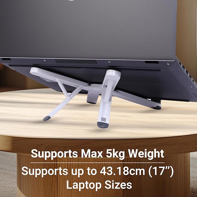 ZEBRONICS NS1200 Laptop Stand with X Foldable Design, 7 Adjustable Levels, Anti-Slip Silicone Rubber Pads, Supports up to 17-inch Laptop Sizes, 5kg Max. Weight, Ergonomic Design