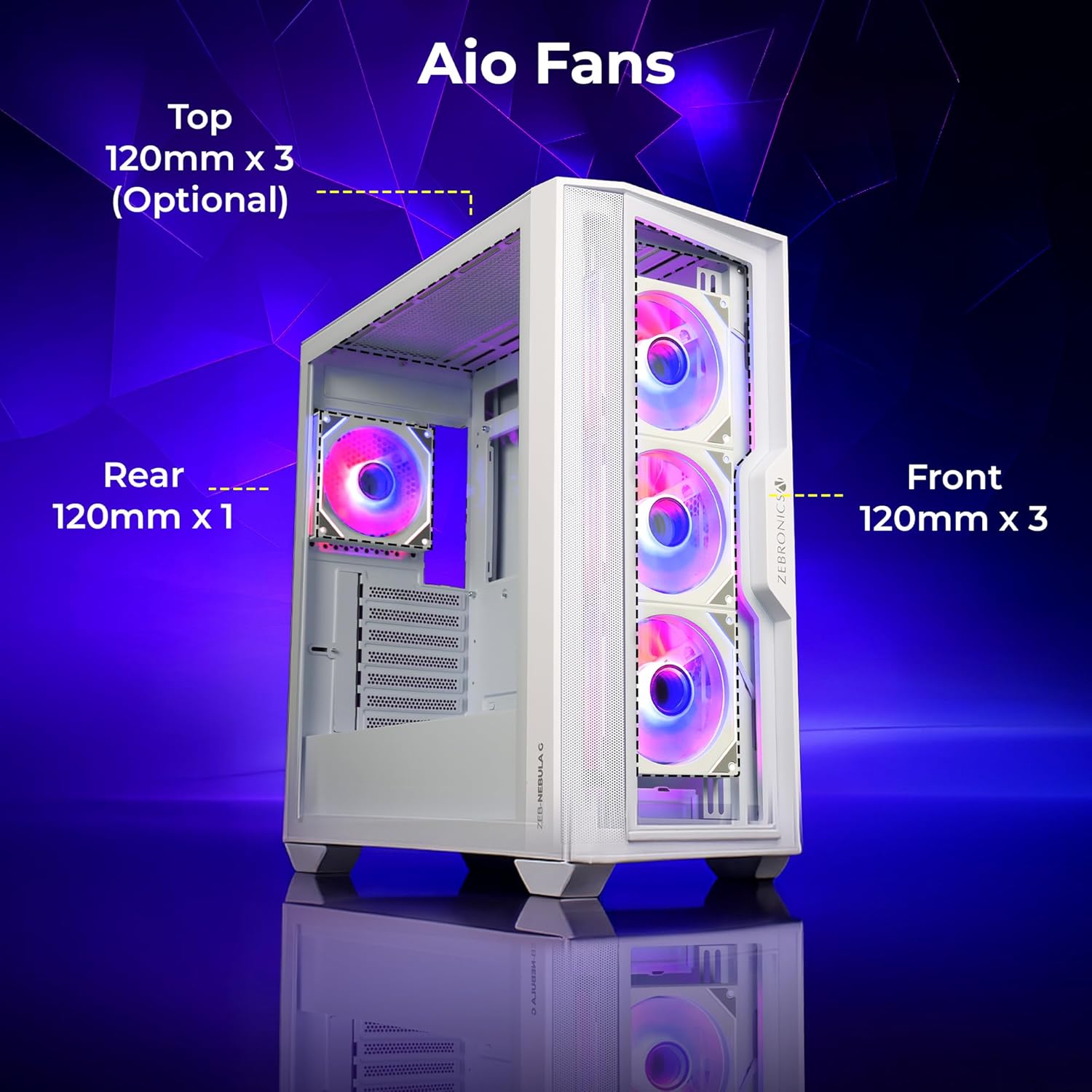 Zebronics Premium Gaming Case, Mid-Tower, EATX, ATX, Upto 360mm