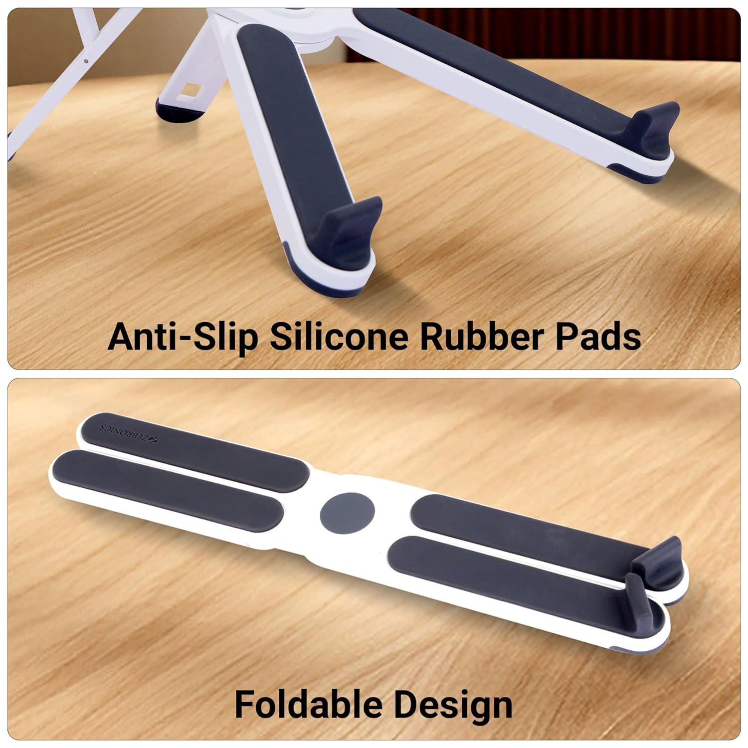 ZEBRONICS NS1200 Laptop Stand with X Foldable Design, 7 Adjustable Levels, Anti-Slip Silicone Rubber Pads, Supports up to 17-inch Laptop Sizes, 5kg Max. Weight, Ergonomic Design