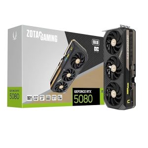 ZOTAC Gaming GeForce RTX 5080 Solid OC Graphics Card - Black | 16 GB | DLSS 4 | GDDR7 | 256 bit | Triple Fan | 10752 CUDA Cores | Spectra 2.0 ARGB | IceStorm 3.0 Advanced Cooling | ZT-B50800J-10P