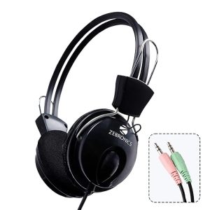 ZEBRONICS Zeb Pleasant Wired Over Ear Wired Headphones with Mic (Black)