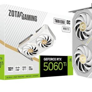 ZOTAC Gaming GeForce RTX 5060 Ti Twin Edge OC Graphics Card - White | 16 GB | DLSS 4 | GDDR7 | 128 bit | IceStorm 2.0 Advanced Cooling | Dual Fan | SFF Ready | ZT-B50620Q-10M