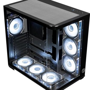 Circle Lucid Curve AX BTF Mid Tower | Gaming Cabinet - Black | Panoramic Curved Glass | Support ATX, M-ATX, ITX | Pre Installed 3X Front, 3X Bottom, 1X 120MM Infinity Mirror Fans