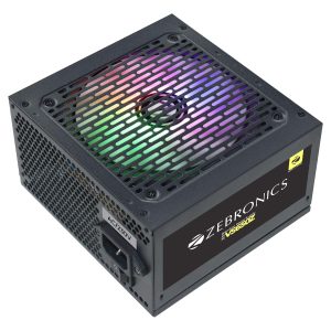 Zebronics Premium Power Supply, Long Flat Cables, Silent 120mm Fan 12V 45A, 6+2 PCIe, 4+4 CPU, 4 x SATA, 2 x MOLEX, Multicolor LED Light, Built-in Protections (VS650Z)