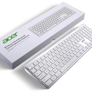 acer Clearview Curved Transparent Wireless Rechargeable Keyboard I Dual Connection Bluetooth + 2.4 G I Multi-Device Connection with 3 Bluetooth Connect I Supports iOS, Android, Windows, MAC System