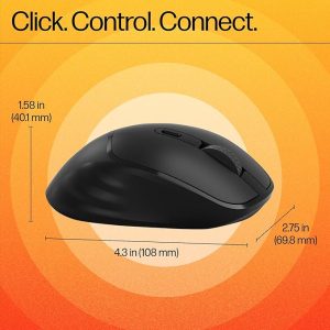 HP M120 Wireless Mouse, USB-A Nano dongle, 2.4 GHz Wireless Connection, 6 Buttons, Up to 1600 dpi, Optical Sensor, Ergonomic Design, 12-Month Battery Life, 1-Year Warranty, 60g±5%, Black, 7J4G4AA