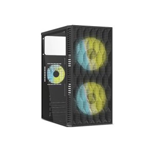 Intex Bolt Computer Gaming Cabinet | Micro-ATX, Mini-ITX | 12cm LED Fans | Mesh Front Panel | Compact PC Case | Smooth Airflow | Acrylic Side Panel | 4 PCI Slots | 260mm VGA Support