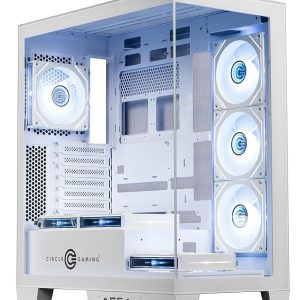 Circle Defender ZX7 Mid-Tower Gaming Cabinet - White | Supports ATX, M-ATX, ITX | Reverse Connector Motherboard Compatible | 3X Front, 3X Bottom, 1X Rear 120MM ARGB Fans with Infinity Mirror