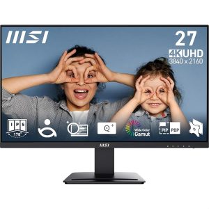 MSI PRO MP273U 27 Inch UHD Office Monitor - 3840 x 2160 IPS Panel, PIP/PBP, Wide Color Gamut, Eye-Friendly Screen, Built-in Speakers, Tilt-Adjustable - HDMI 2.0b, DP (1.4a)