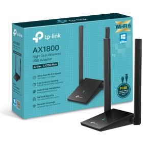 TP-Link AX1800 Wi-Fi 6 Dual Antennas High Gain Wireless USB 3.0 Adapter, Dual-Band, Auto Driver, MU-MIMO, Low- Latency, 1-Meter Cable, Supports Windows 10/11, Highly Secure WPA3 (Archer TX20U Plus)